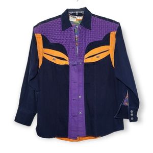 Major Damage Vintage 90s Patchwork Western Abstract Style Button-down